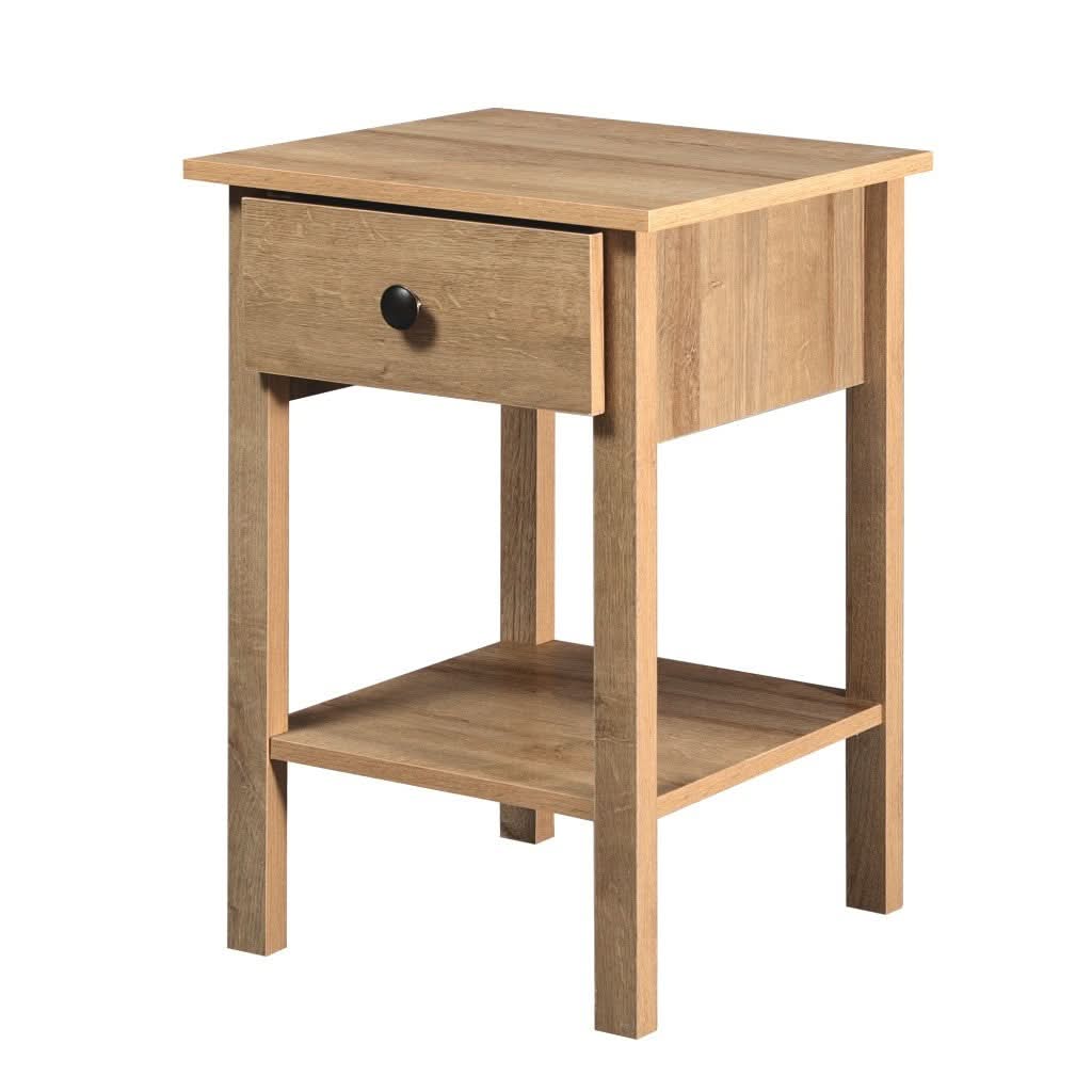 ZYLA 1-DRAWER 1-SHELF BEDSIDE TABLE RIVIERA OAK - MyChocolateWood
