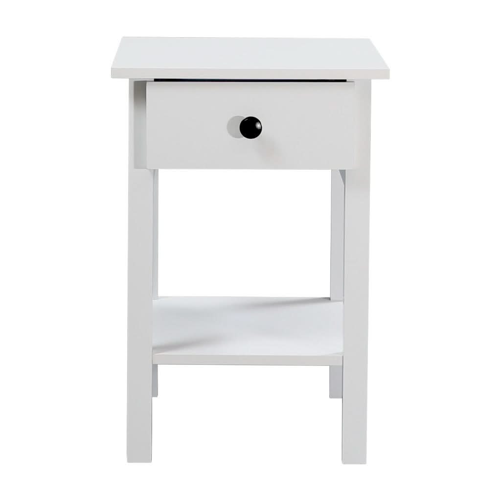 ZYLA 1-DRAWER 1-SHELF BEDSIDE TABLE WHITE - MyChocolateWood