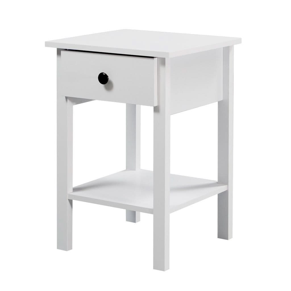 ZYLA 1-DRAWER 1-SHELF BEDSIDE TABLE WHITE - MyChocolateWood