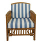 SHIPTON HAMPTONS RATTAN ARMCHAIR IN TOBACCO/TAUPE CUSHION WITH AN ADDITIONAL OUTDOOR CUSHION COVER IN BLUE & WHITE STRIPE - MyChocolateWood