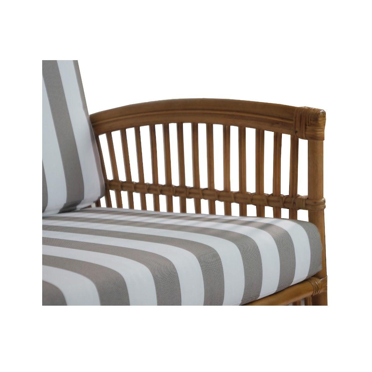 SHIPTON HAMPTONS RATTAN ARMCHAIR IN TOBACCO/TAUPE CUSHION WITH AN ADDITIONAL OUTDOOR CUSHION COVER IN BROWN & WHITE STRIPE - MyChocolateWood