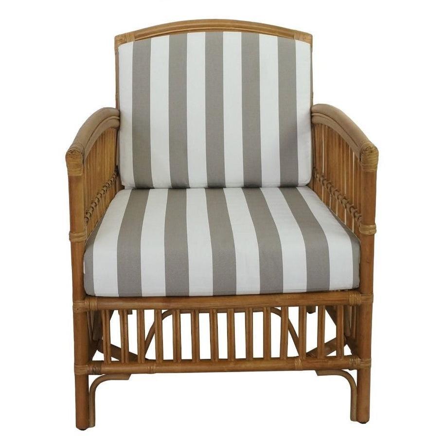 SHIPTON HAMPTONS RATTAN ARMCHAIR IN TOBACCO/TAUPE CUSHION WITH AN ADDITIONAL OUTDOOR CUSHION COVER IN BROWN & WHITE STRIPE - MyChocolateWood