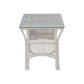 HENDERSON GLASS TOP RATTAN SIDE TABLE IN WHITE - MyChocolateWood