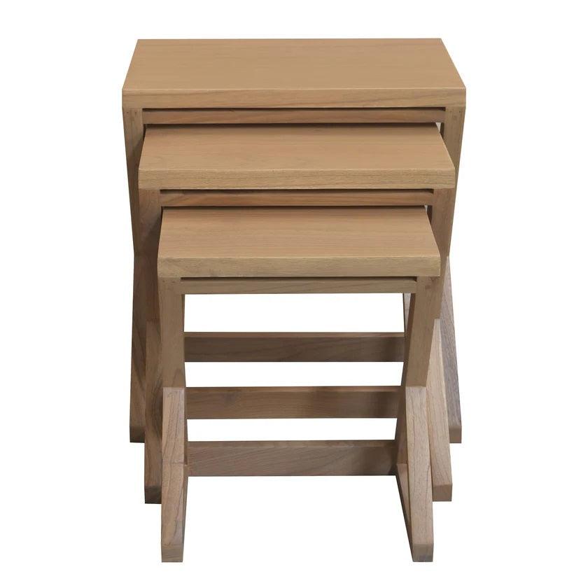 BRESCIA SOLID MINDI WOOD NEST OF TABLES/SET OF 3 NATURAL