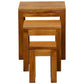 TANAKA SOLID MAHOGANY NEST OF TABLES/SET OF 3 SMALL SOLID MAHOGANY TABLES IN LIGHT PECAN - MyChocolateWood