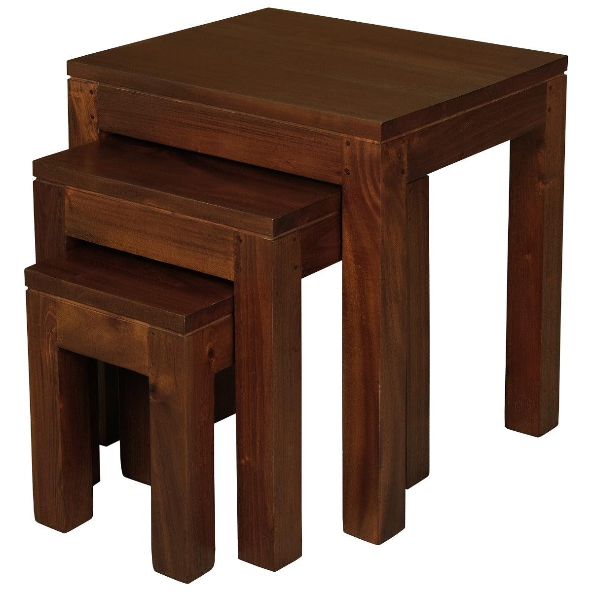 TANAKA SOLID MAHOGANY NEST OF TABLES/SET OF 3 SMALL SOLID MAHOGANY TABLES IN MAHOGANY