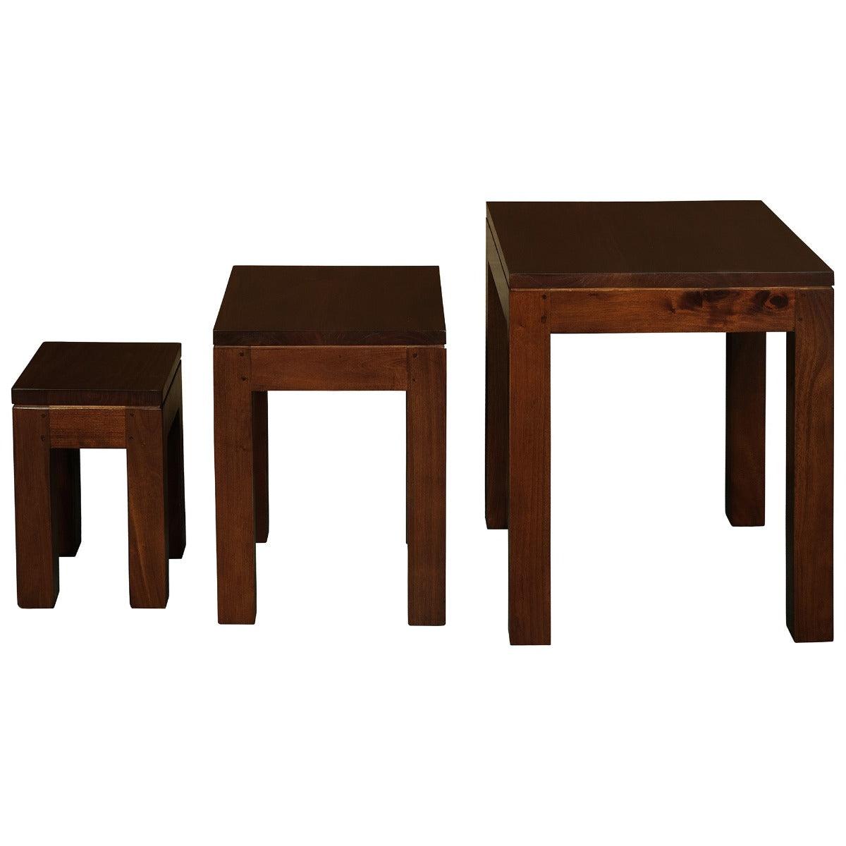 TANAKA SOLID MAHOGANY NEST OF TABLES/SET OF 3 SMALL SOLID MAHOGANY TABLES IN MAHOGANY