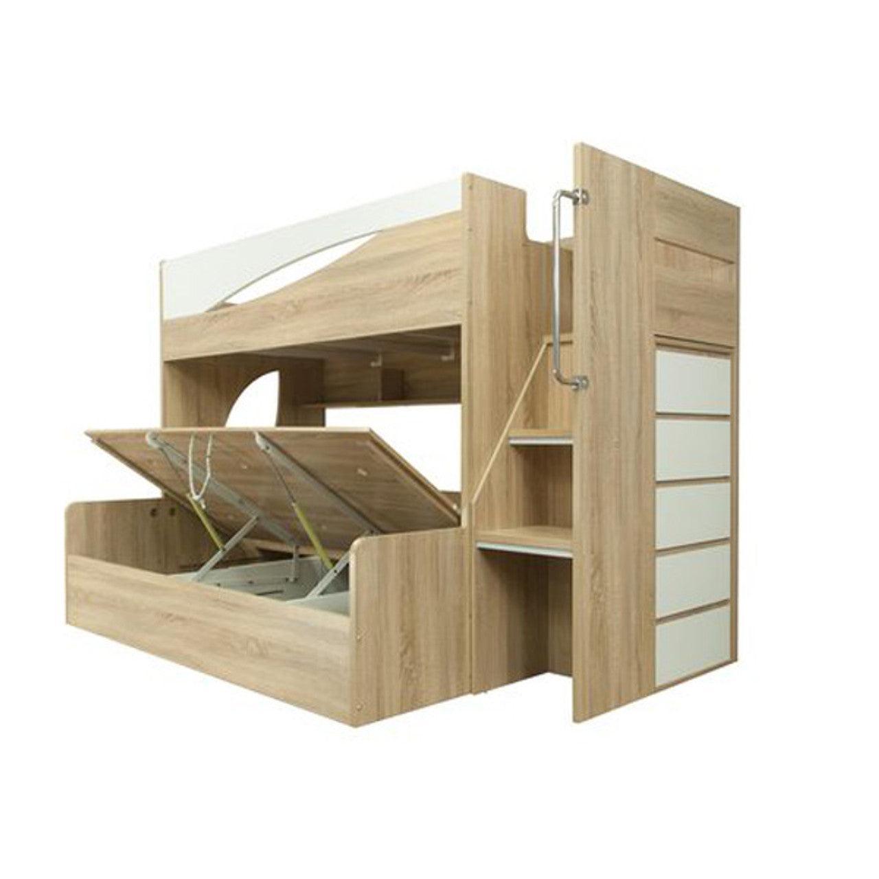 OLIVER GAS LIFT BUNK BED SINGLE ON DOUBLE