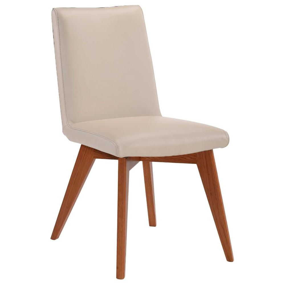 LILLY TOP GRAIN LEATHER DINING CHAIR IN MOCHA/BLACKWOOD