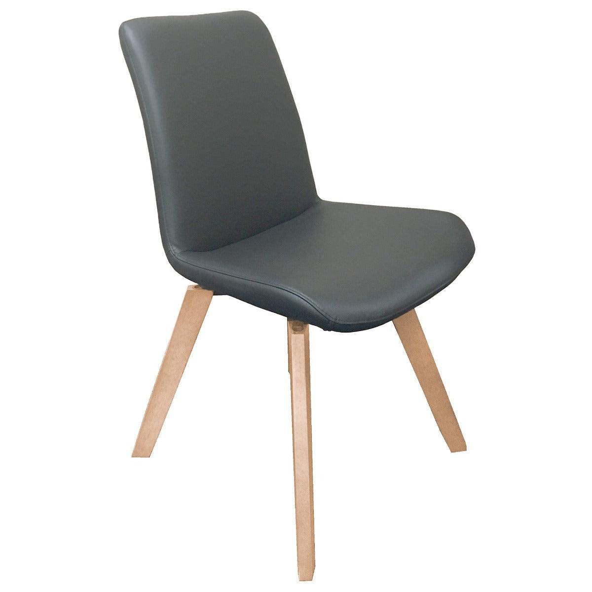 MILA TOP GRAIN LEATHER SWIVEL DINING CHAIR IN GREY - MyChocolateWood