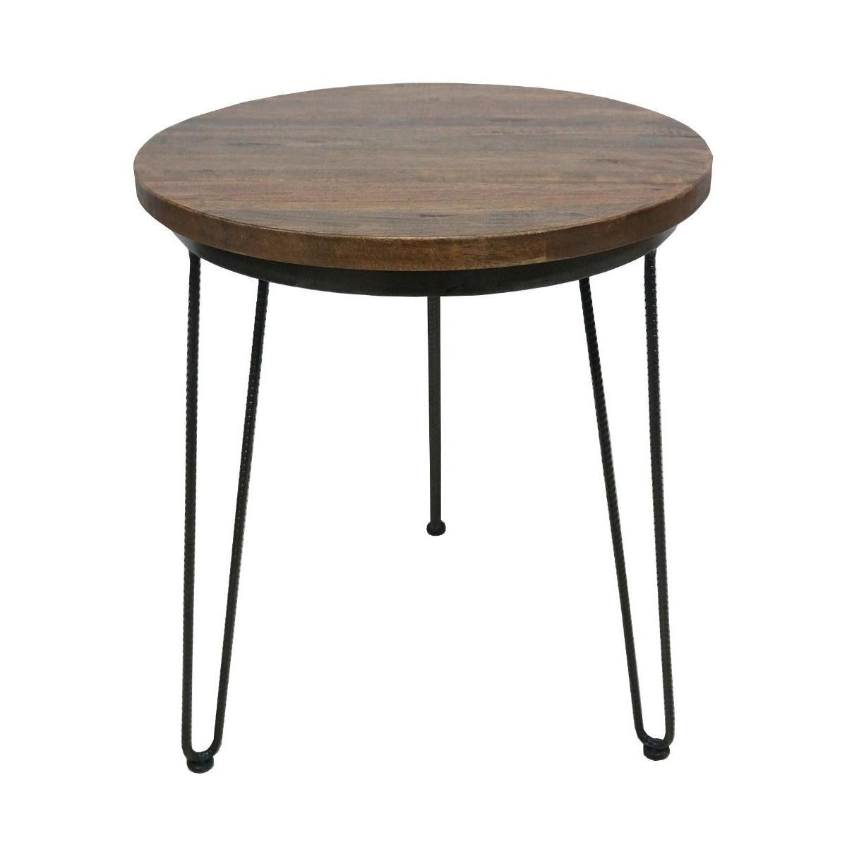 MAYO ROUND MANGO WOOD LAMP/SIDE TABLE IN A RUSTIC FINISH