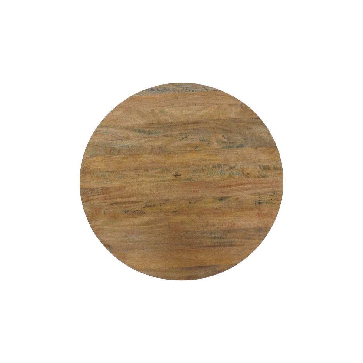 MAYO ROUND MANGO WOOD LAMP/SIDE TABLE IN A RUSTIC FINISH