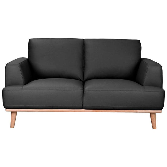 PAMELA 2-SEATER ITALIAN LEATHER SOFA IN BLACK
