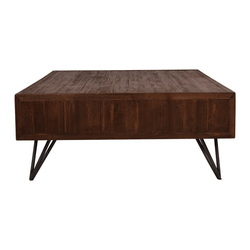 MADELEINE 160CM COFFEE TABLE WITH PHARMACY DRAWERS IN RECYCLED FIR WOOD - MyChocolateWood