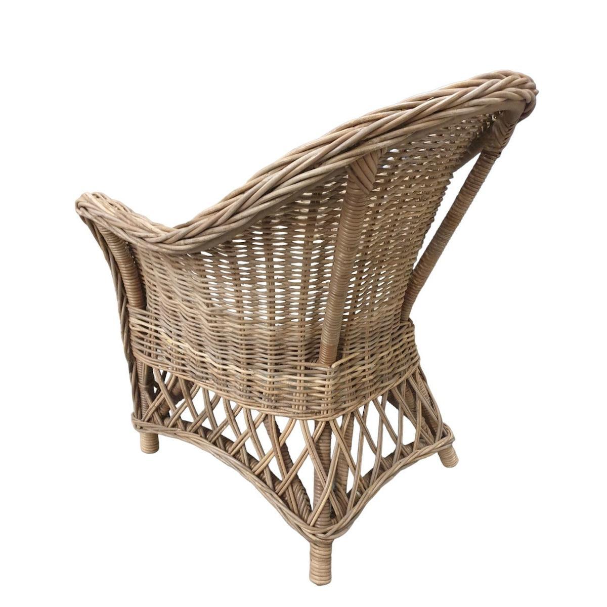 BRONSON KUBU GREY RATTAN LOUNGE CHAIR ACCENT CHAIR/ ARMCHAIR W/CUSHION
