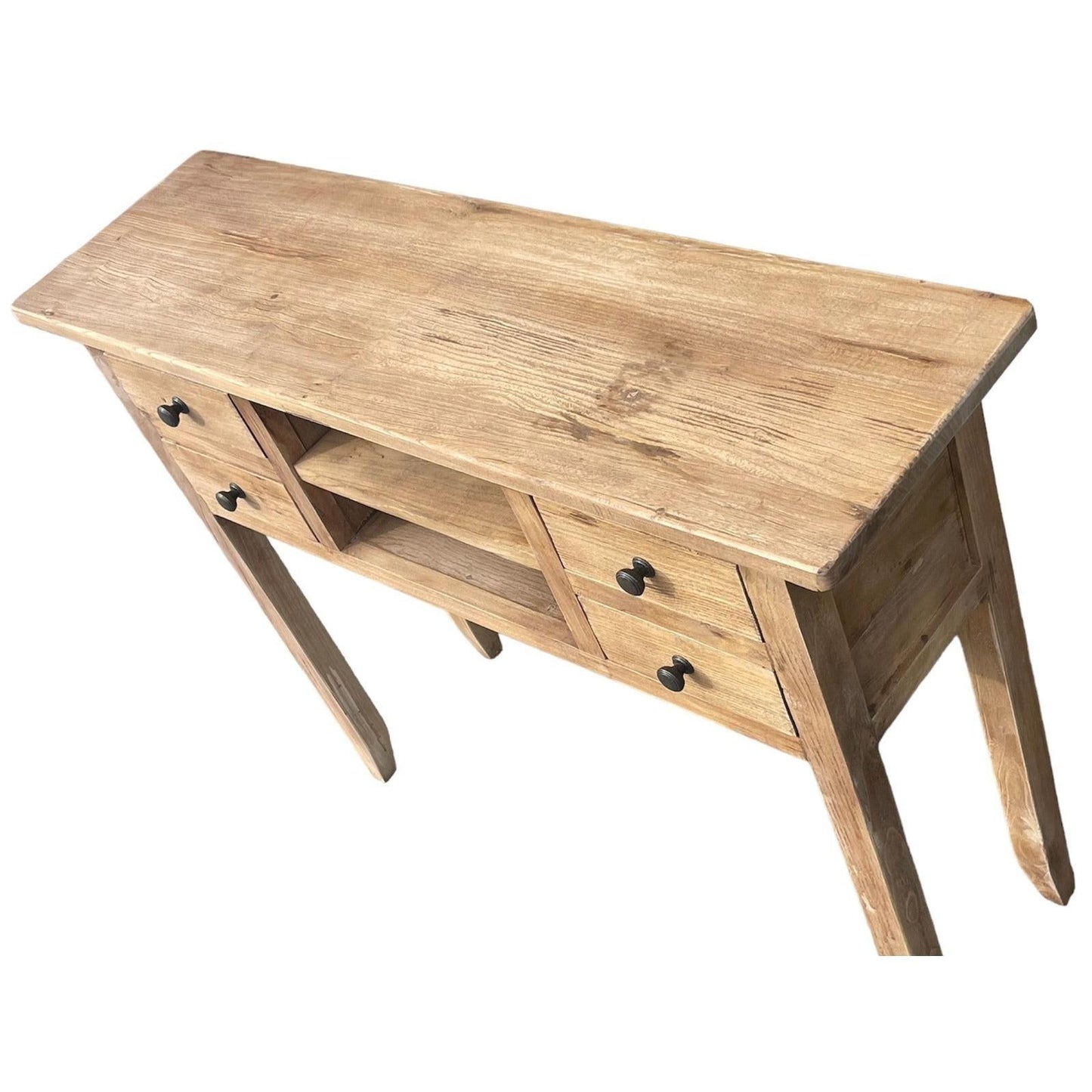 DAGENHAM NARROW CHINESE HALL TABLE/CONSOLE 4 DRAWERS IN RECYCLED ELM NATURAL