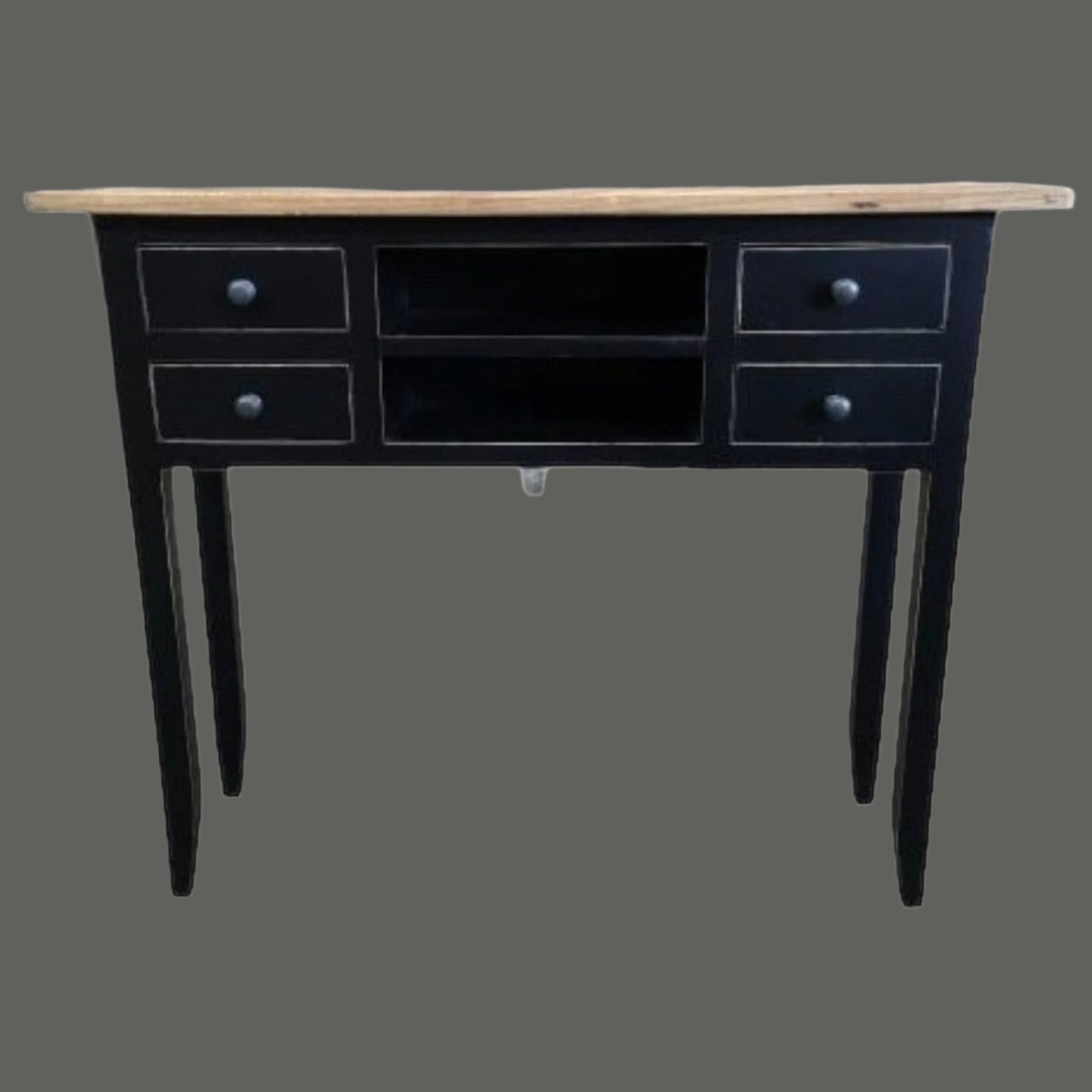 DAGENHAM  NARROW CHINESE HALL TABLE/CONSOLE 4 DRAWERS IN RECYCLED ELM NATURAL/BLACK