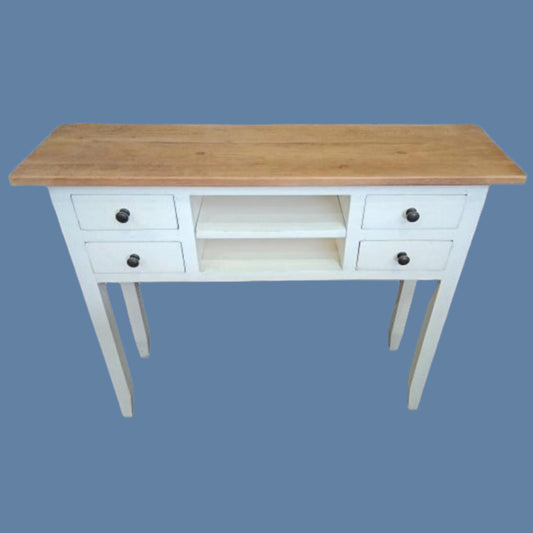DAGENHAM  NARROW CHINESE HALL TABLE/CONSOLE  4 DRAWERS IN RECYCLED ELM NATURAL/WHITE