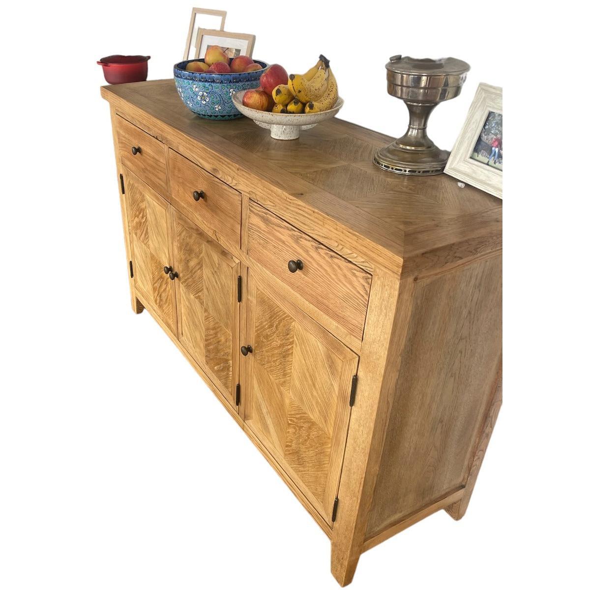 DUTCHY FRENCH PROVINCIAL STYLE BUFFET/SIDEBOARD 3 DOORS & 3 DRAWERS WITH PARQUETRY PATTERN 140 CMS - MyChocolateWood