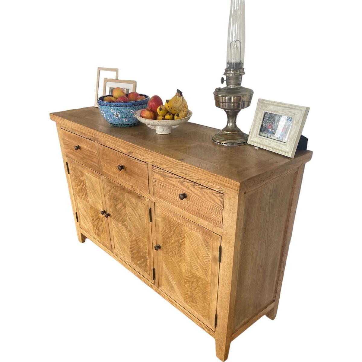 DUTCHY FRENCH PROVINCIAL STYLE BUFFET/SIDEBOARD 3 DOORS & 3 DRAWERS WITH PARQUETRY PATTERN 140 CMS - MyChocolateWood