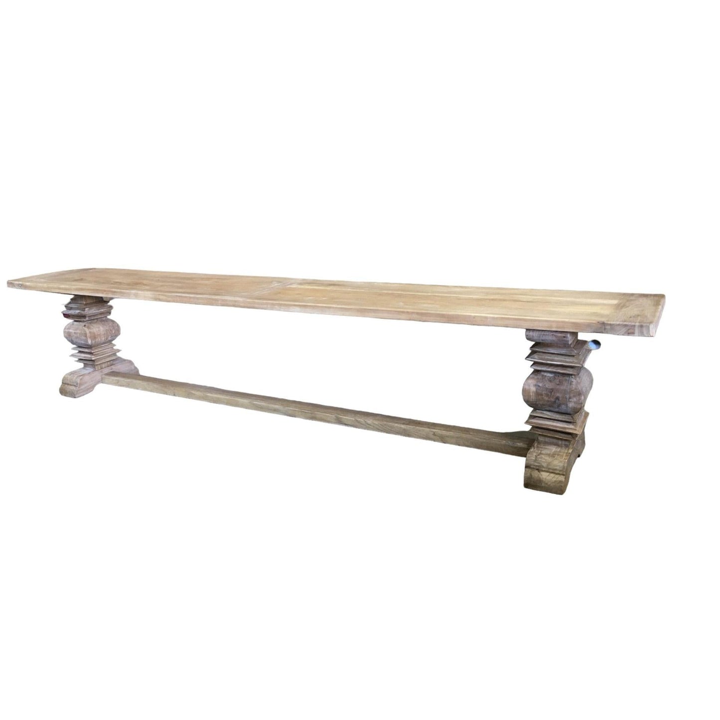 RHIANNON FARMHOUSE RUSTIC DINING TABLE 300CM + 2 X RHIANNON FARMHOUSE BENCHES IN RECYCLED ELM