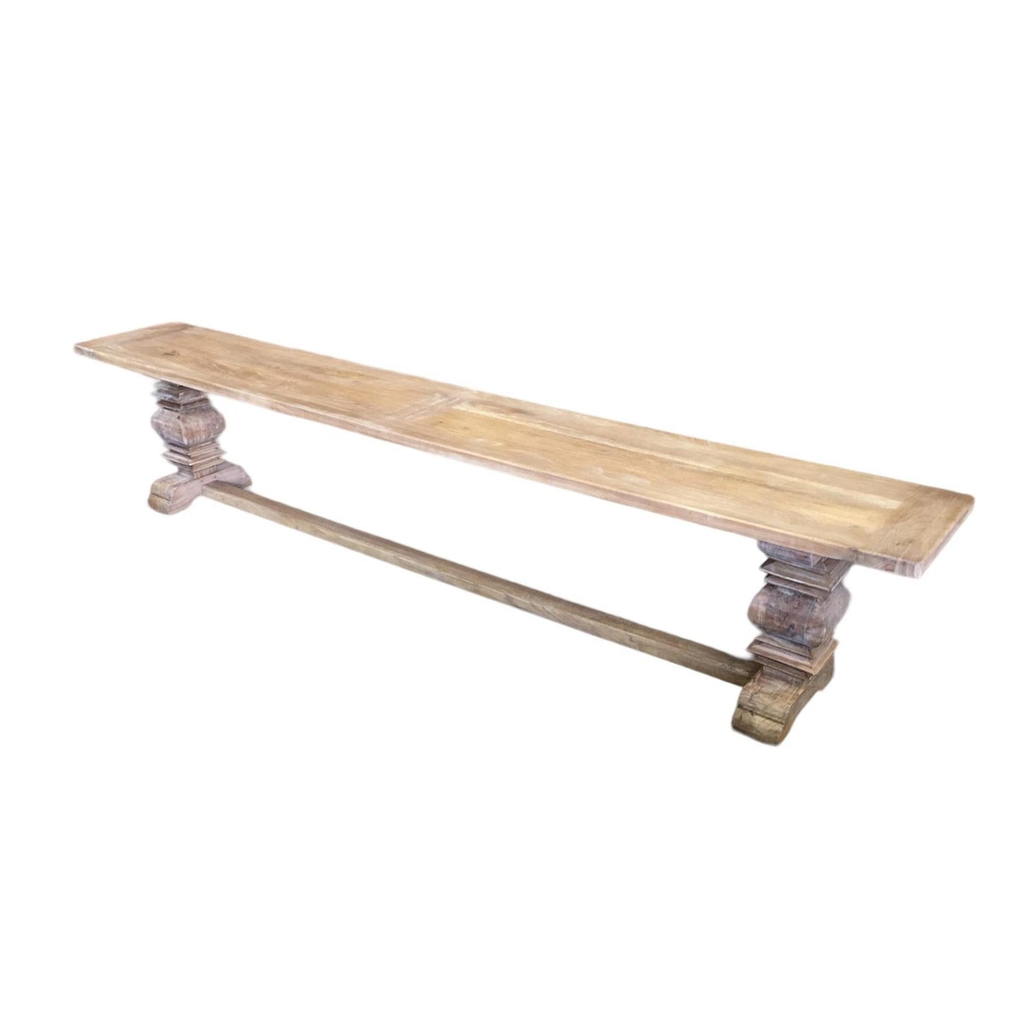 RHIANNON FARMHOUSE RUSTIC DINING TABLE 300CM + 2 X RHIANNON FARMHOUSE BENCHES IN RECYCLED ELM