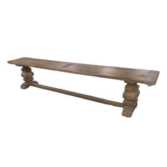 RHIANNON FARMHOUSE RUSTIC DINING TABLE 300CM + 2 X RHIANNON FARMHOUSE BENCHES IN RECYCLED ELM