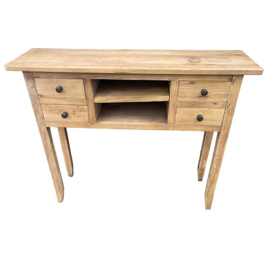 DAGENHAM NARROW CHINESE HALL TABLE/CONSOLE 4 DRAWERS IN RECYCLED ELM NATURAL