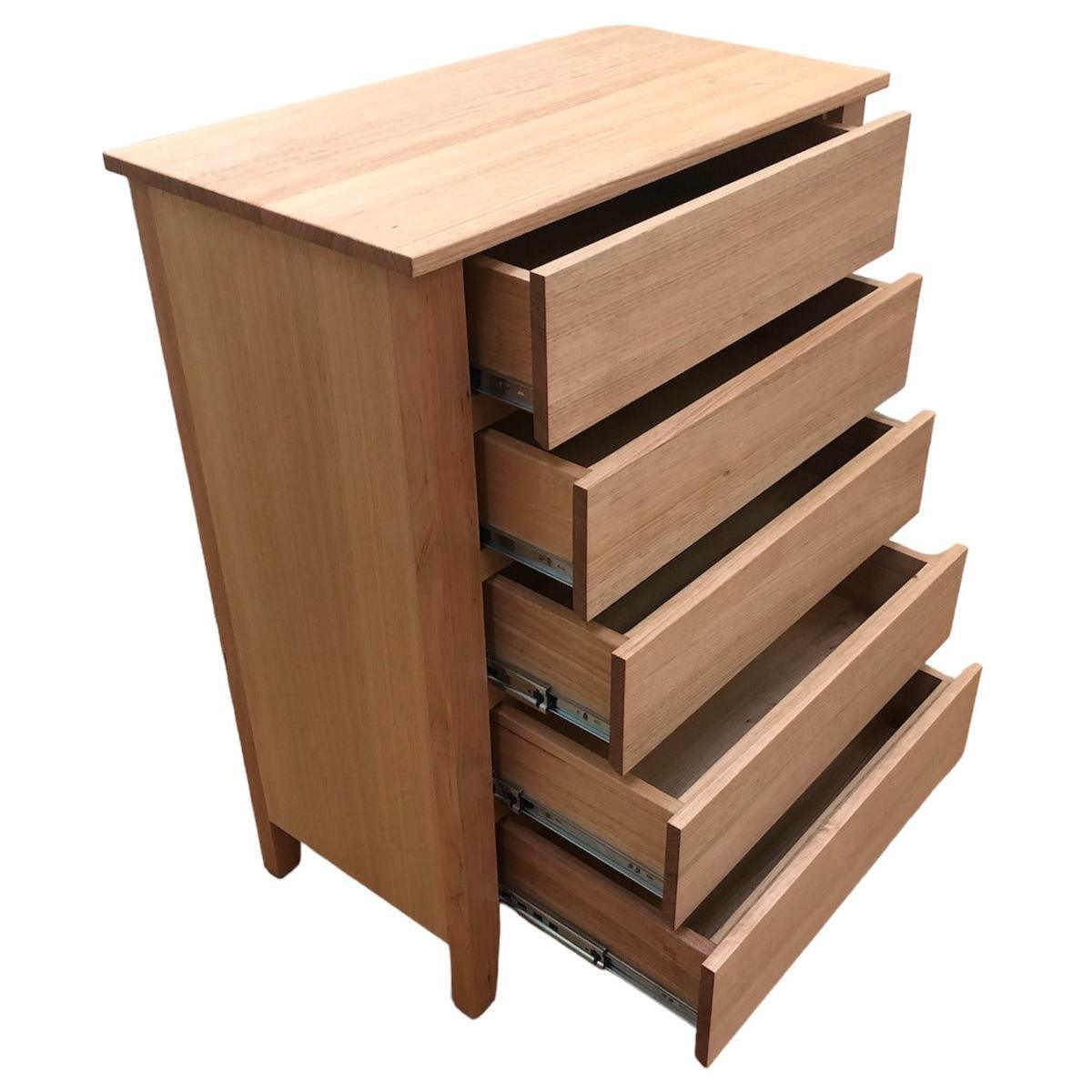 AUSTRALIAN CUSTOM-MADE SOLID MARGIE VICTORIAN ASH 5 DRAWER TALLBOY NONTOXIC - MyChocolateWood
