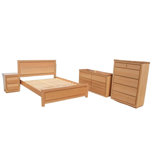 FEEBY QUEEN BEDROOM SUITE - SOLID TASSIE OAK TIMBER