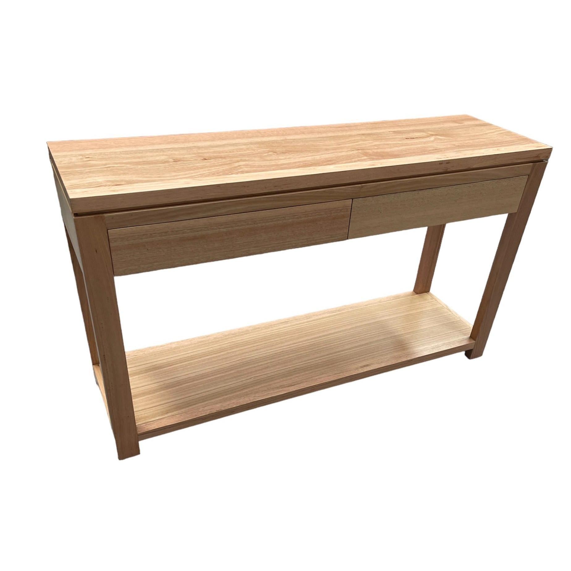 CUSTOM MADE BERKLEY TASSIE OAK CONSOLE TABLE WITH 2 DRAWERS