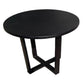 CUSTOM MADE FELINI ROUND DINING TABLE IN SOLID TASSIE OAK 1000MM IN SOLID BLACK + 4 X BERMUDA DINING CHAIR IN DISTRESSED BLACK - MyChocolateWood