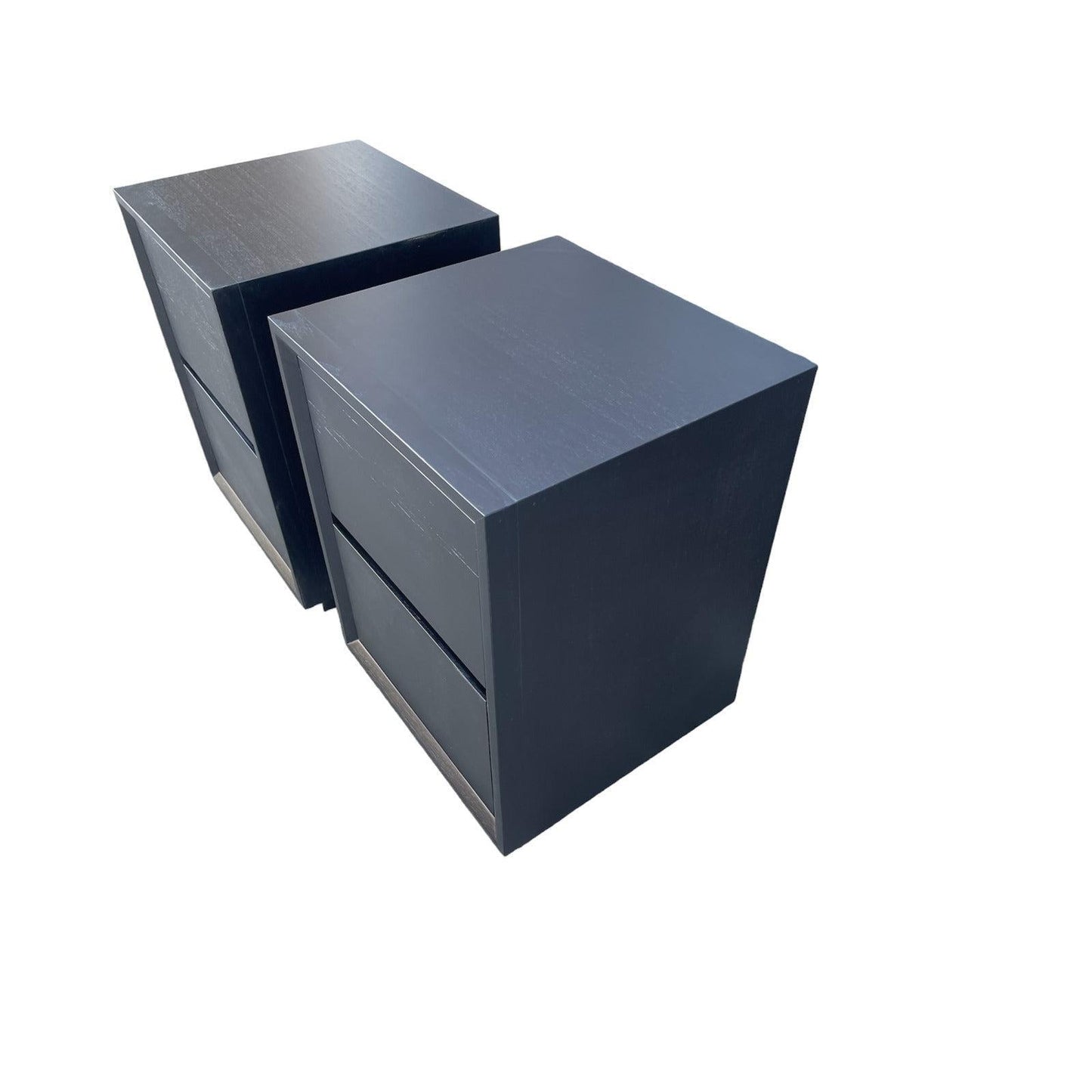 2 X BELLINI 2 DRAWER BEDSIDE TABLES IN TASSIE OAK MATT SOLID BLACK