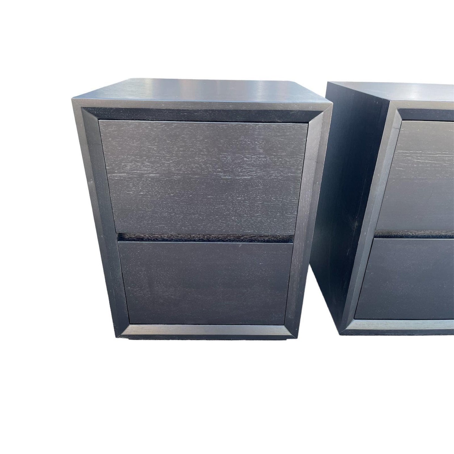 2 X BELLINI 2 DRAWER BEDSIDE TABLES IN TASSIE OAK MATT SOLID BLACK