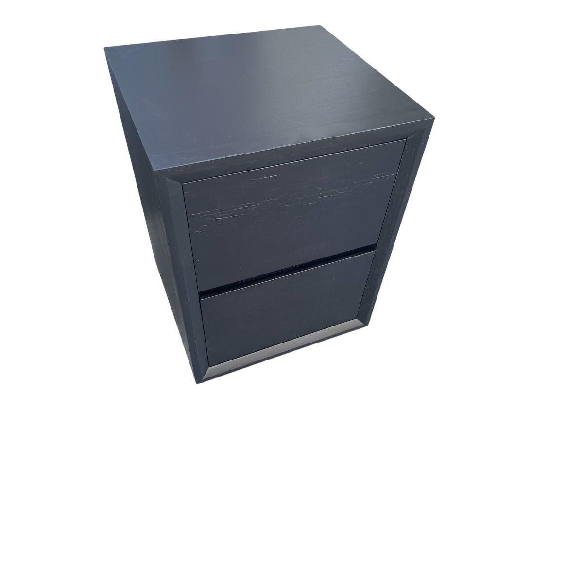 2 X BELLINI 2 DRAWER BEDSIDE TABLES IN TASSIE OAK MATT SOLID BLACK - MyChocolateWood
