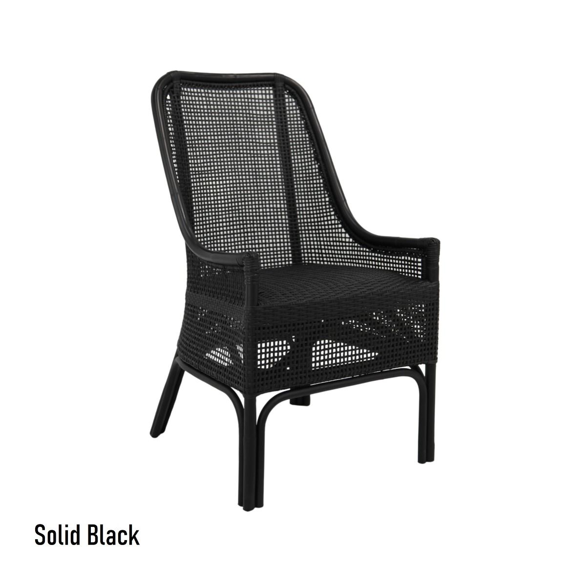MALIBU HAMPTONS RATTAN DINING CHAIR IN SOLID BLACK