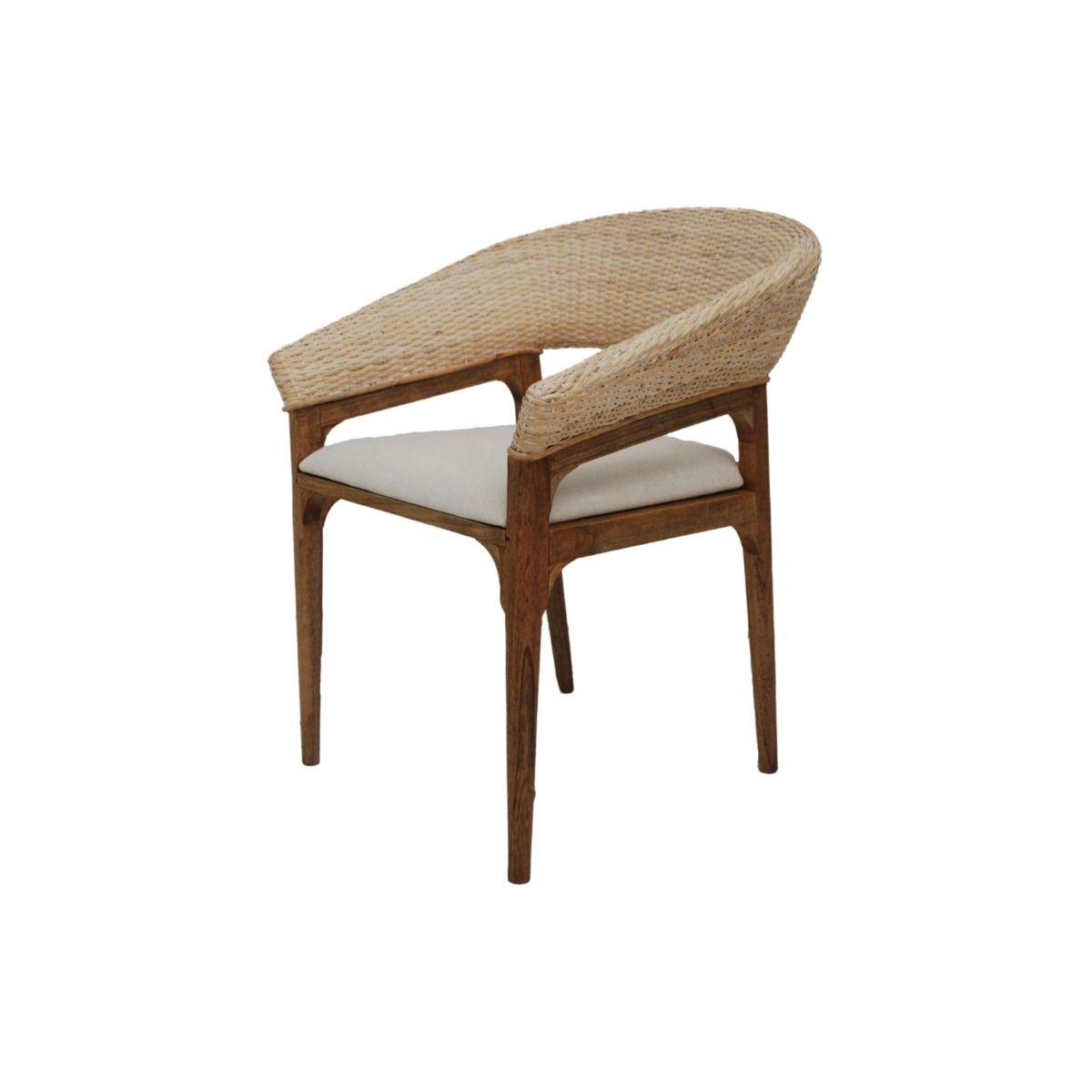 RICCO HAMPTONS CHAIR DINING CHAIR ARMCHAIR WHITEWASHED RATTAN /BROWN MINDI LEGS - MyChocolateWood