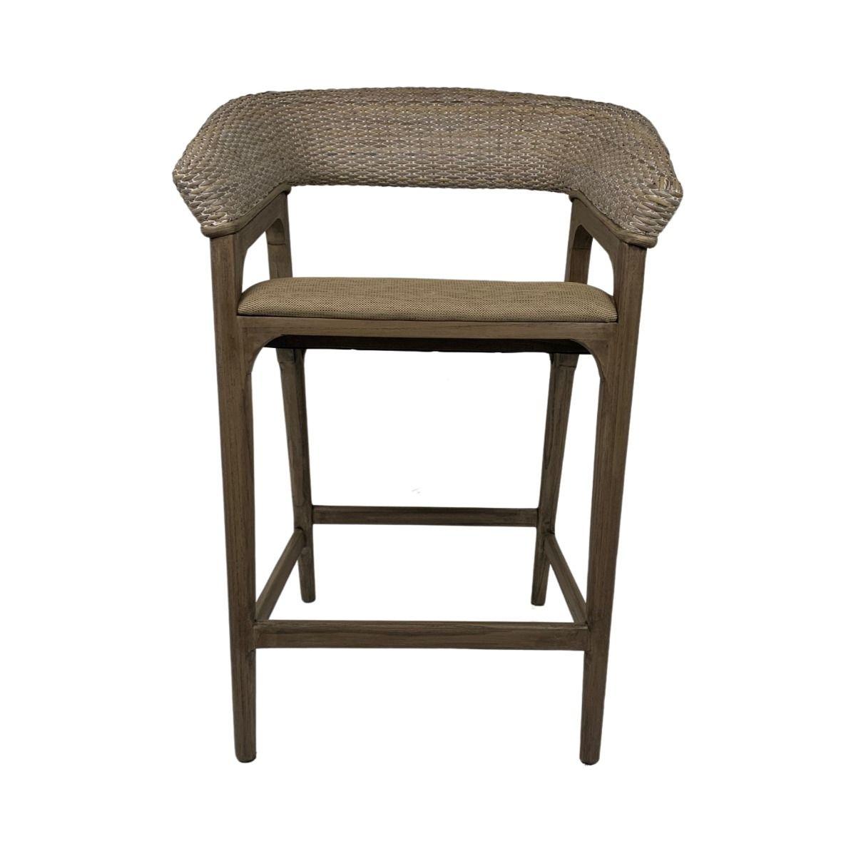 RICCO HAMPTONS COUNTER STOOL SMOKE GREY WASH RATTAN SOREL LEGS - MyChocolateWood