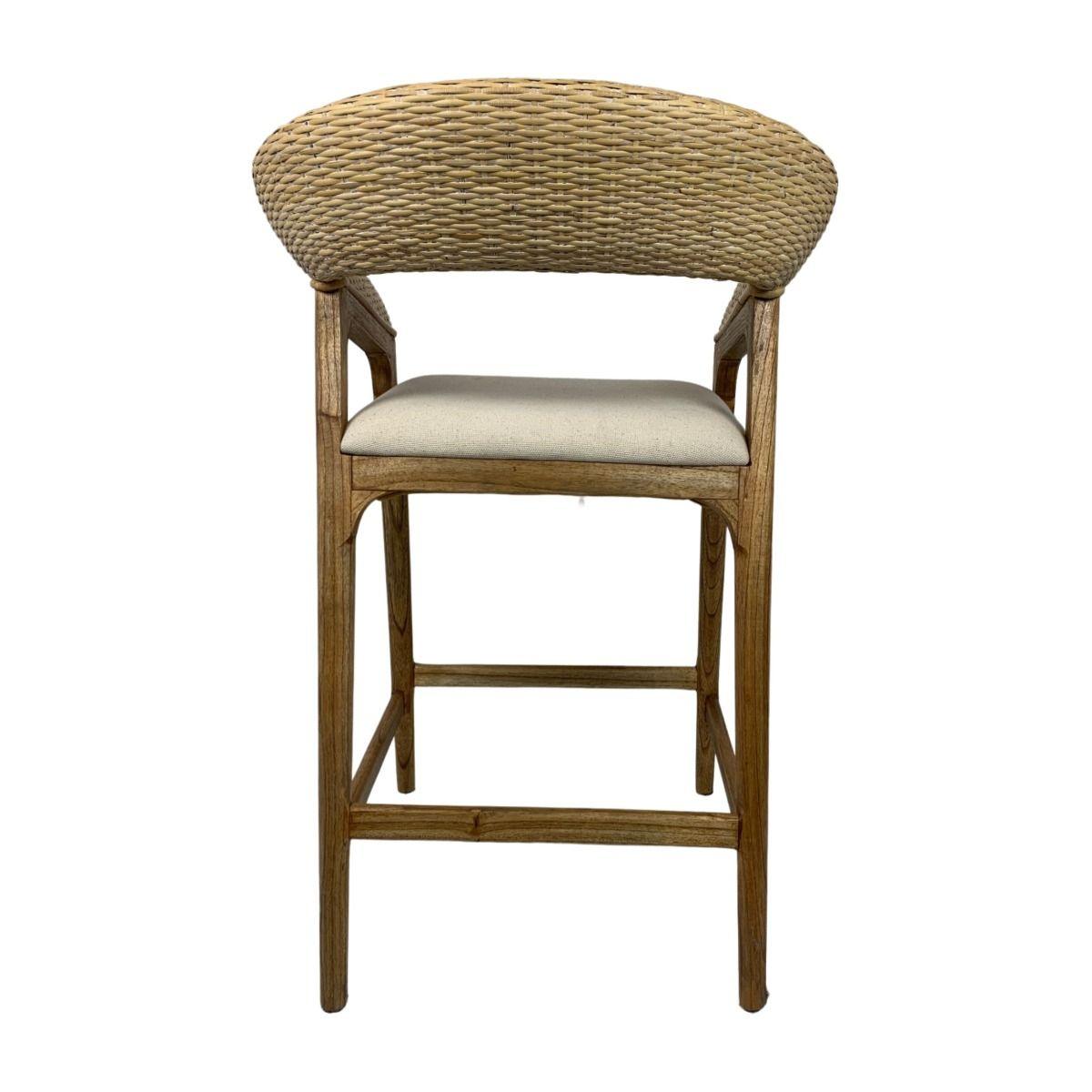 RICCO HAMPTONS COUNTER STOOL WHITEWASH RATTAN BROWN MINDY LEGS