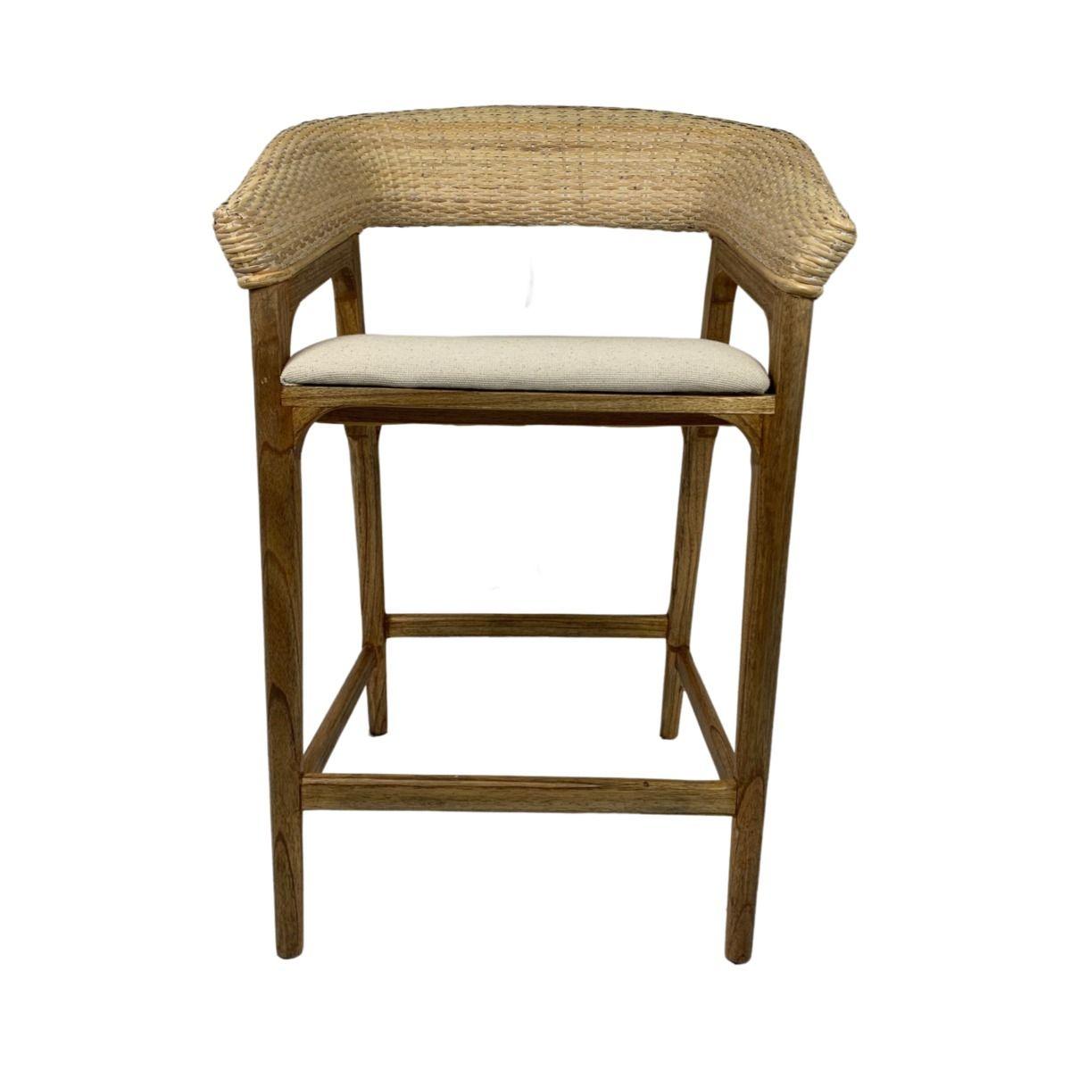 RICCO HAMPTONS COUNTER STOOL WHITEWASH RATTAN BROWN MINDY LEGS