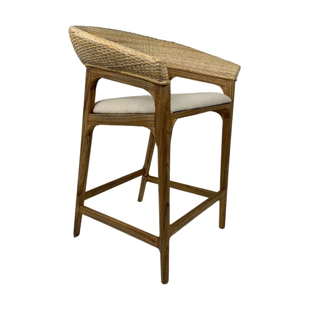 RICCO HAMPTONS COUNTER STOOL WHITEWASH RATTAN BROWN MINDY LEGS