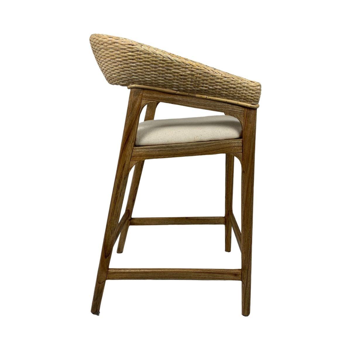 RICCO HAMPTONS COUNTER STOOL WHITEWASH RATTAN BROWN MINDY LEGS