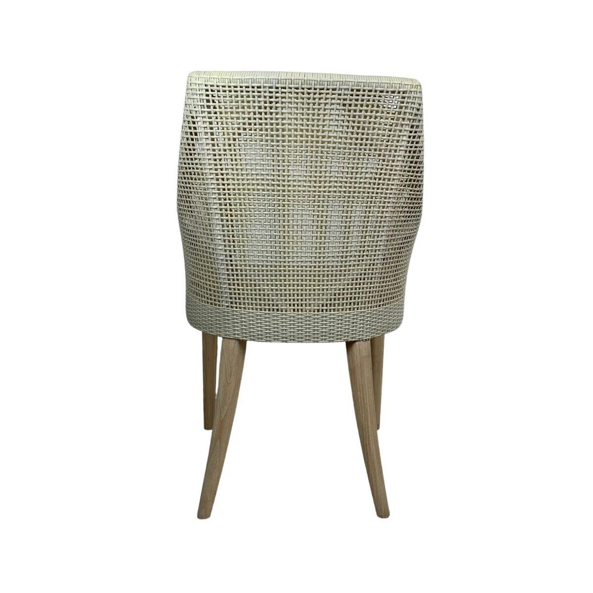 JENALLI HAMPTONS RATTAN OUTDOORS DINING CHAIR ANTIQUE WHITE ON WEAVE