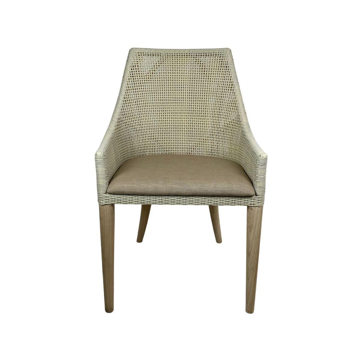 JENALLI HAMPTONS RATTAN OUTDOORS DINING CHAIR ANTIQUE WHITE ON WEAVE