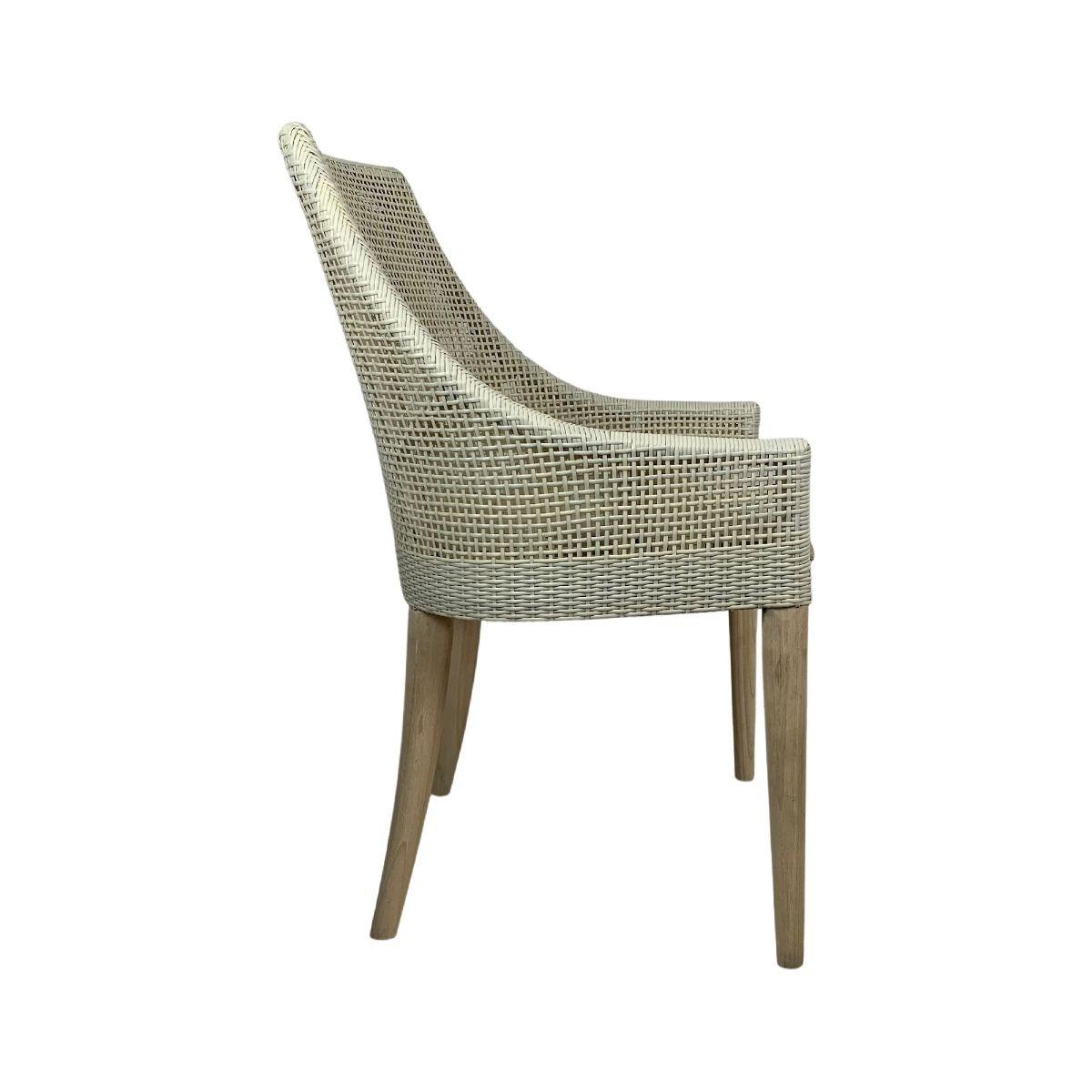 JENALLI HAMPTONS RATTAN OUTDOORS DINING CHAIR ANTIQUE WHITE ON WEAVE
