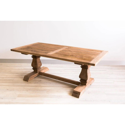 RHIANNON FARMHOUSE RUSTIC DINING TABLE 300CM + 2 X RHIANNON FARMHOUSE BENCHES IN RECYCLED ELM