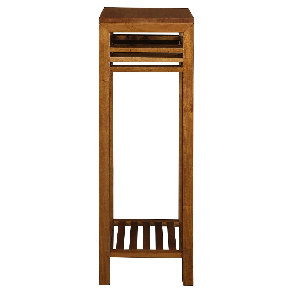 EBONY SOLID MAHOGANY TIMBER PLANT STAND - LIGHT PECAN