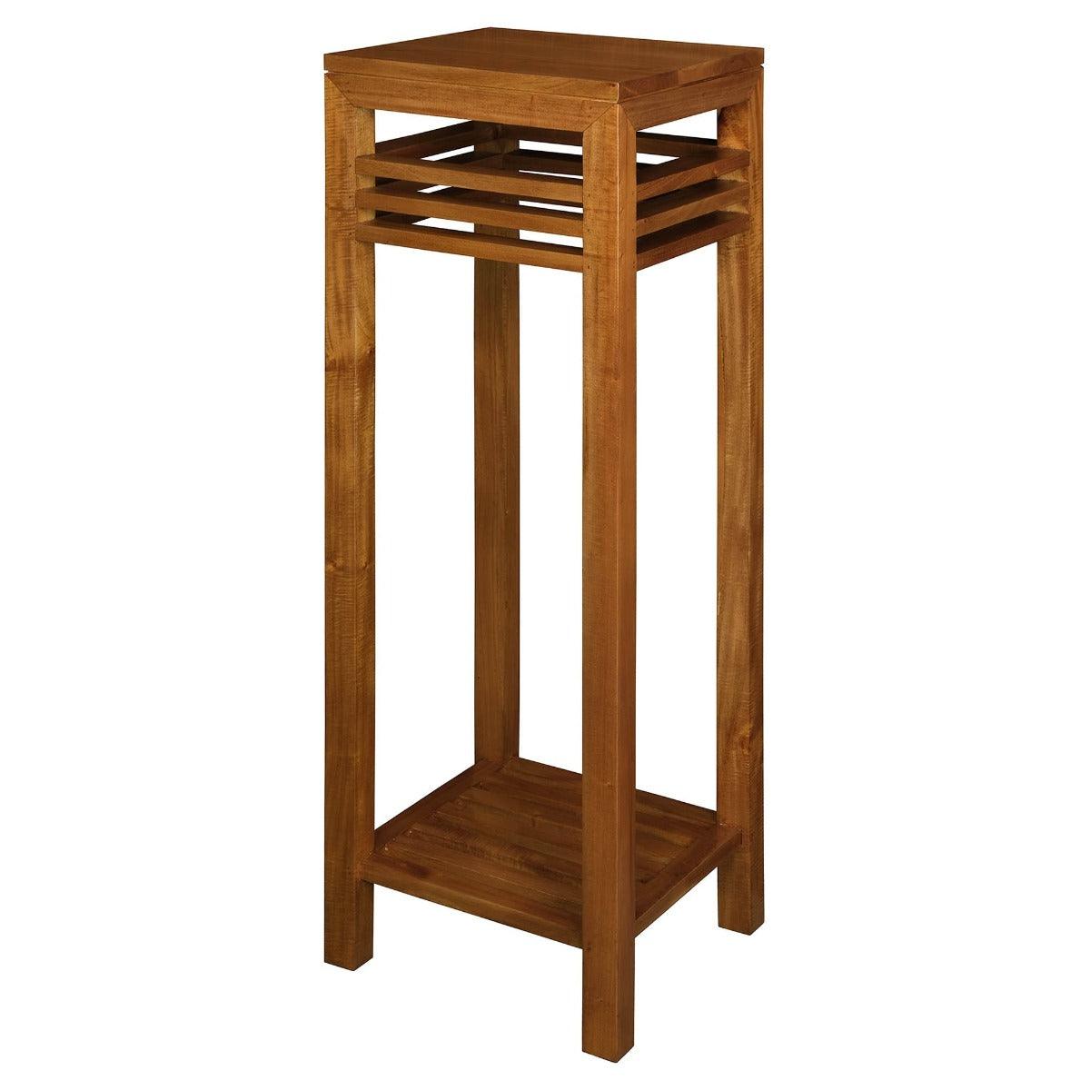 EBONY SOLID MAHOGANY TIMBER PLANT STAND - LIGHT PECAN