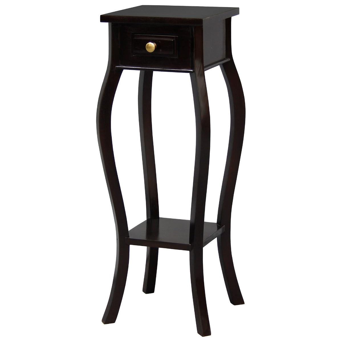 QUEEN ANN 1 DRAW CABRIOL LEG PLANT STAND - CHOCOLATE