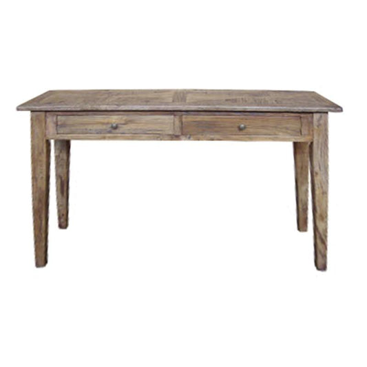 LENNON  RUSTIC PROVINCIAL RECYCLED ELM PARQUETRY HALL TABLE 2 DRAWERS NATURAL